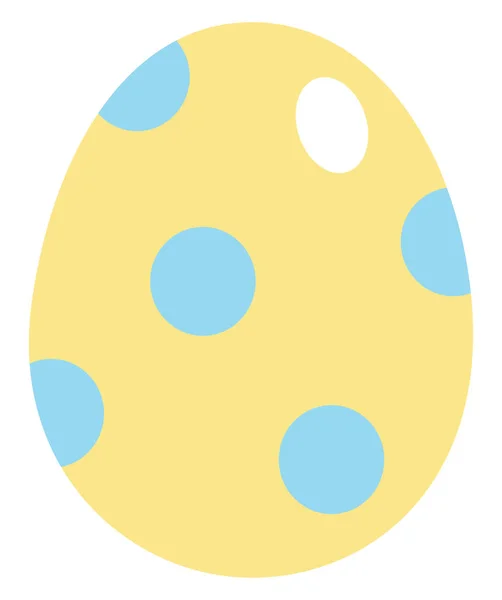 Uovo Pasqua Giallo Con Puntini Blu Illustrazione Vettore Sfondo Bianco — Vettoriale Stock