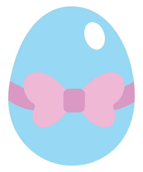 Blue Easter Egg Pink Bow Illustration Vector White Background — Stock Vector