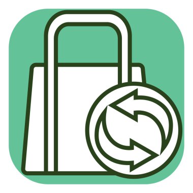 Poşet ve oklar, illüstrasyon, beyaz arkaplan üzerindeki vektör.