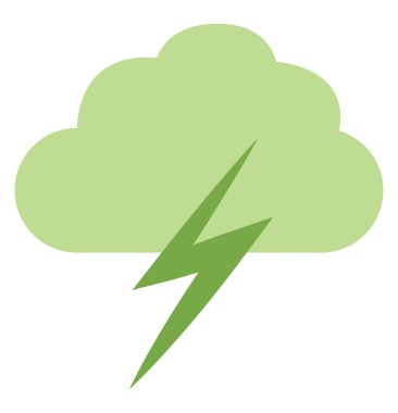 Yıldırımlı bulut, illüstrasyon, beyaz arkaplanda vektör.