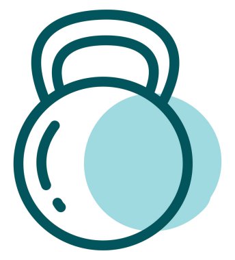 Mavi kettleball, illüstrasyon, beyaz arkaplanda vektör.