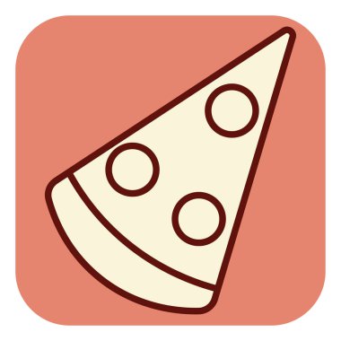 Düz pizza dilimi, illüstrasyon, beyaz arkaplanda vektör.