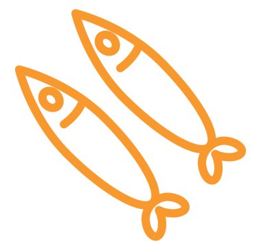 İki kızarmış balık, illüstrasyon, beyaz arka planda vektör..