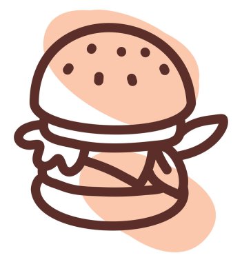 Sebzeli hamburger, illüstrasyon, beyaz arka planda vektör..