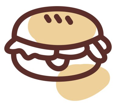 Basit burger, illüstrasyon, beyaz arkaplandaki vektör.
