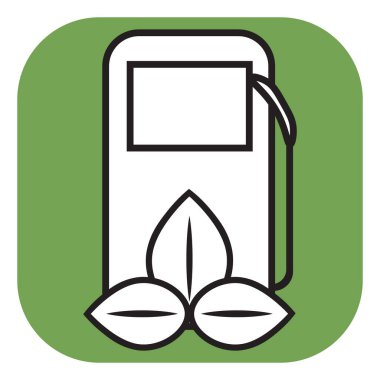 Beyaz arkaplan üzerinde yaprak, illüstrasyon, vektör içeren gaz pompası.