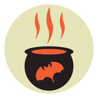 Beyaz zemin üzerinde sopa, illüstrasyon, vektör olan kazan.