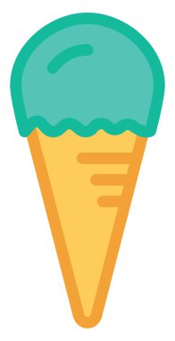 Külahta mavi dondurma, illüstrasyon, beyaz arka planda vektör..