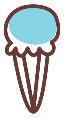 Külahta tatlı mavi dondurma, illüstrasyon, beyaz arka planda vektör..