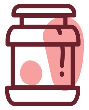 Kızılcık reçeli kavanozu, illüstrasyon, beyaz arkaplanda vektör.