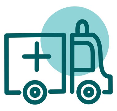 Ambulans minibüsü, illüstrasyon, beyaz arkaplan üzerindeki vektör.