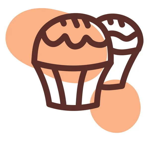 Zwei Cupcakes Illustration Vektor Auf Weißem Hintergrund — Stockvektor