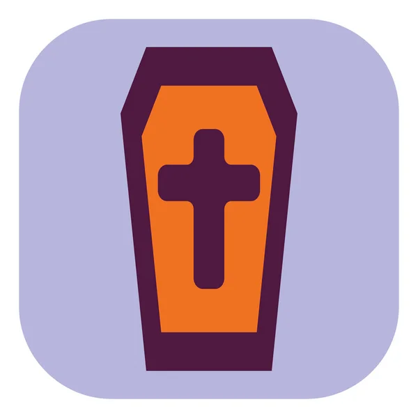 Cercueil Violet Avec Croix Illustration Vecteur Sur Fond Blanc — Image vectorielle