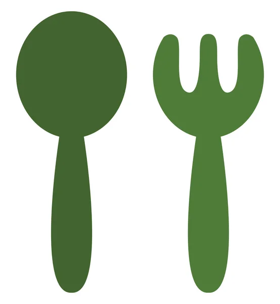 Green Fork Spoon Illustration Vector White Background — Stock Vector