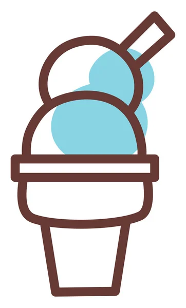 シナモンとアイスクリームの2つのスクープ イラスト 白い背景のベクトル — ストックベクタ
