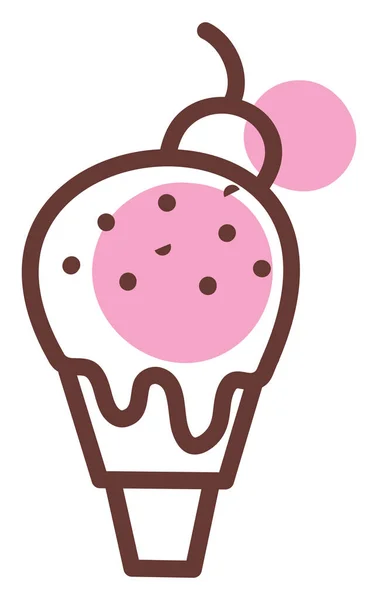 球果中的樱桃冰淇淋 白色背景上的矢量 — 图库矢量图片
