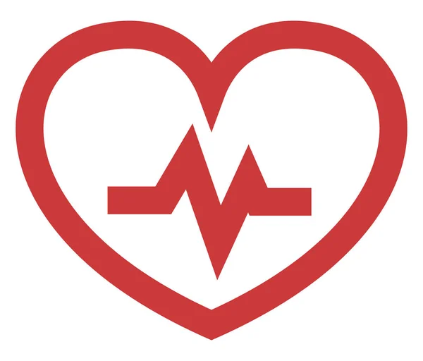 Batimento Cardíaco Vermelho Ilustração Vetor Sobre Fundo Branco —  Vetores de Stock