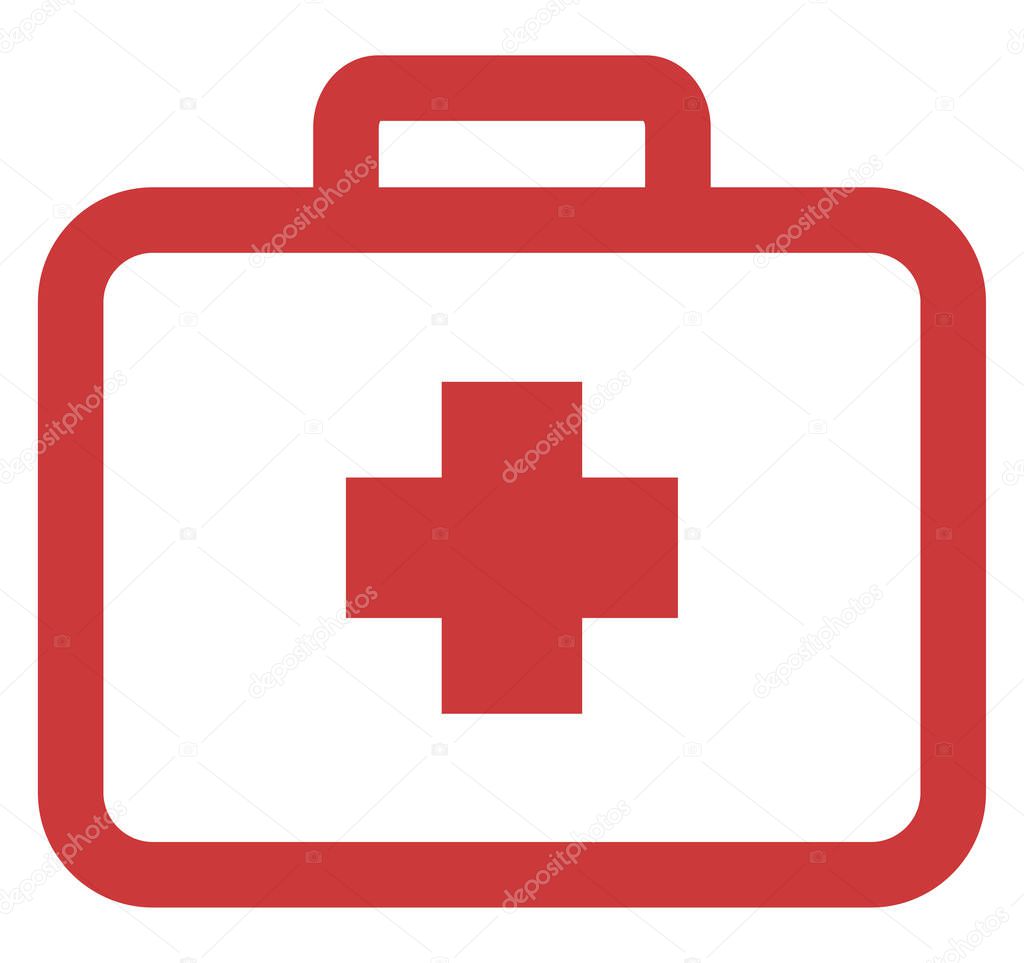 First aid kit, illustration, vector on a white background.