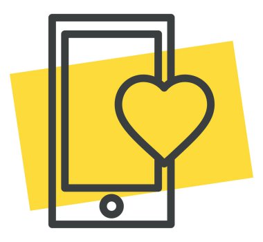 Telefonda aşk, illüstrasyon, beyaz arka planda vektör..