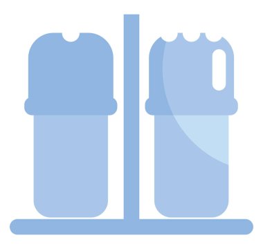 Beyaz zemin üzerinde tuz ve biber kabı, illüstrasyon, vektör.