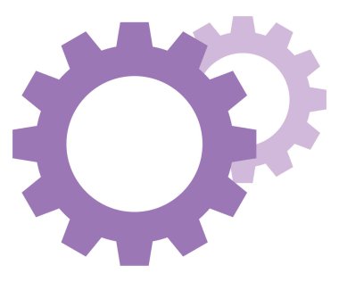 Mor dişli, illüstrasyon, beyaz arkaplandaki vektör.