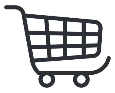 Siyah alışveriş arabası, illüstrasyon, beyaz arka planda vektör..