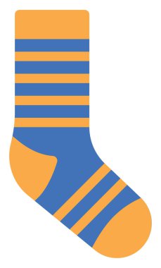 Turuncu çizgili koyu mavi çoraplar, illüstrasyon, beyaz arka planda vektör..