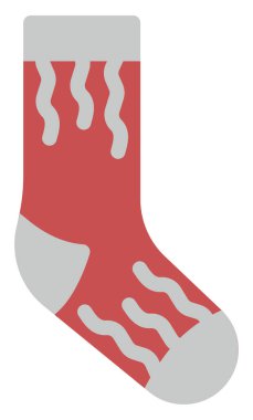 Gri çizgili kırmızı çoraplar, illüstrasyon, beyaz arkaplanda vektör.
