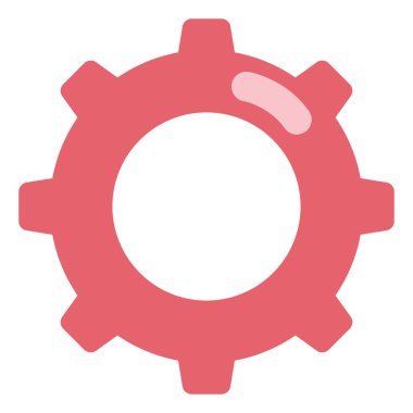 Kırmızı dişli, resimli, beyaz arkaplandaki vektör.