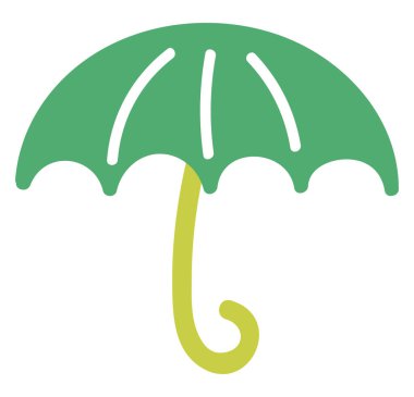 Beyaz çizgili yeşil şemsiye, illüstrasyon, beyaz arkaplanda vektör.