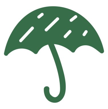 Beyaz çizgili koyu yeşil şemsiye, illüstrasyon, beyaz arkaplanda vektör.