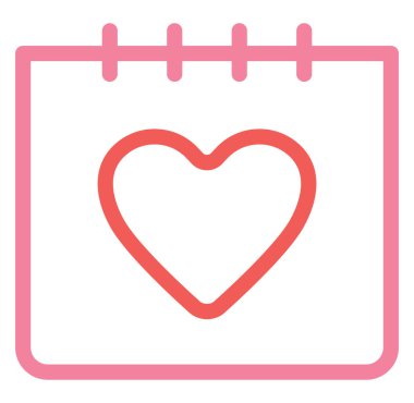 Beyaz arkaplanda kalp, illüstrasyon, vektör takvimi.