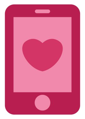 Beyaz arkaplanda kırmızı cep telefonu, illüstrasyon, vektör.