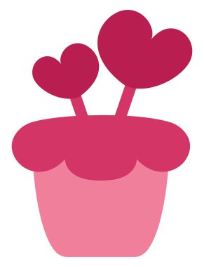 Kalpli, resimli, beyaz arka planda vektör olan pembe kek..