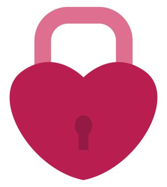 Beyaz arkaplan üzerinde kalp, illüstrasyon, vektör şeklinde tuş kilidi.