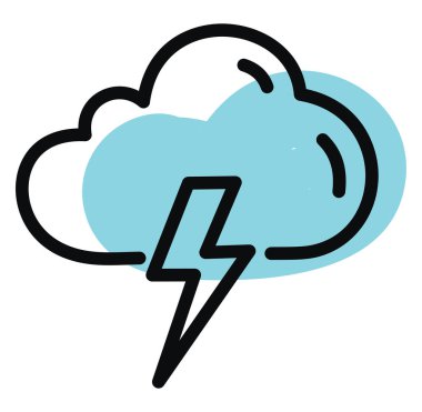 Gök gürültüsü bulutu, illüstrasyon, beyaz arkaplan üzerindeki vektör.