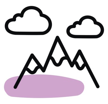 Mor dağlar, illüstrasyon, beyaz arkaplanda vektör.