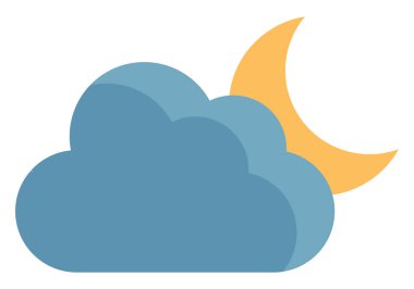 Bulutlu ay, illüstrasyon, beyaz arkaplanda vektör.