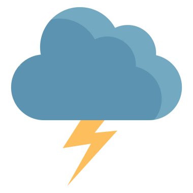 Yıldırımlı bulut, illüstrasyon, beyaz arkaplanda vektör.