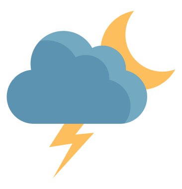 Gece yıldırımı, illüstrasyon, beyaz arkaplandaki vektör.