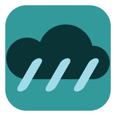 Beyaz arkaplanda yağmur sembollü bulut, illüstrasyon, vektör.