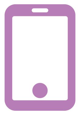 Mor cep telefonu, illüstrasyon, beyaz arkaplan üzerindeki vektör.