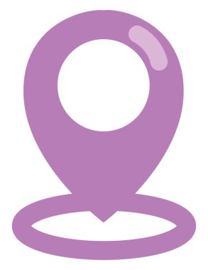 Mor konum iğnesi, illüstrasyon, beyaz arkaplan üzerindeki vektör.