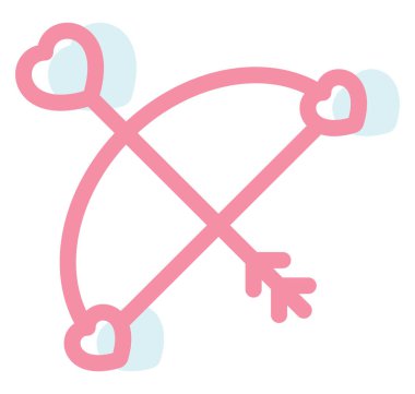 Aşk yayı ve ok, illüstrasyon, beyaz arkaplanda vektör.