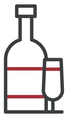 Şarap şişesi ve cam, illüstrasyon, beyaz arka planda vektör..