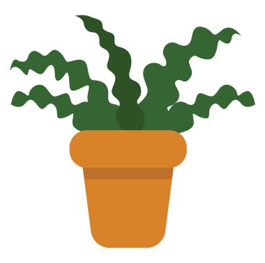 Beyaz arkaplanda kuş yuvası veya Fern bitki simgesi