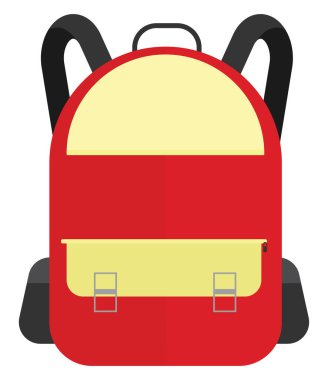 Kırmızı okul sırt çantası, illüstrasyon, beyaz arkaplan üzerinde vektör