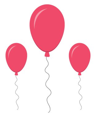 Beyaz zemin üzerinde üç pembe balon, illüstrasyon, vektör