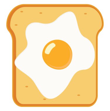 Kızarmış yumurtalı tost, çizim, beyaz arka planda vektör.