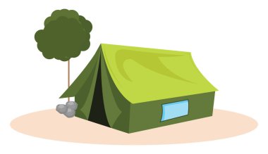 Yeşil çadır, illüstrasyon, beyaz arkaplanda vektör.
